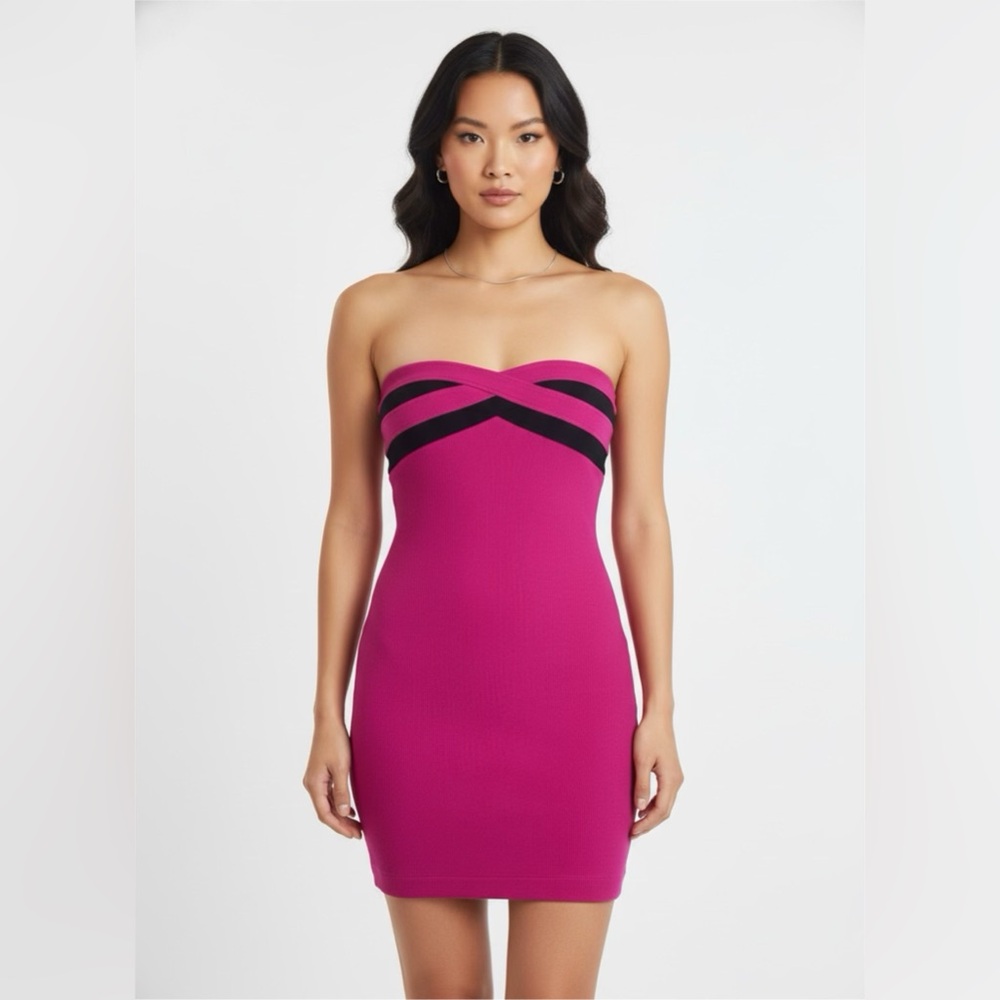M Guess body con dress, Fuchsia & black